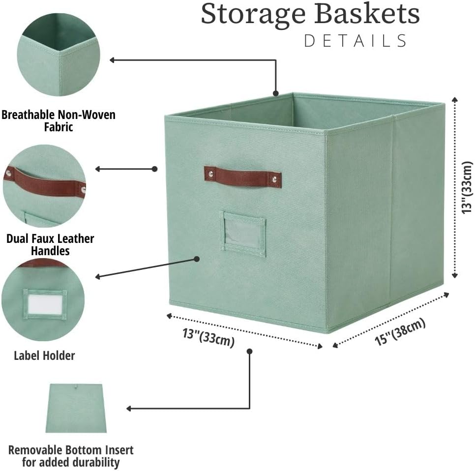 DECOMOMO Storage Baskets, 13x15x13 Storage Cube Bins with Labels for Organizing Shelves Kallax