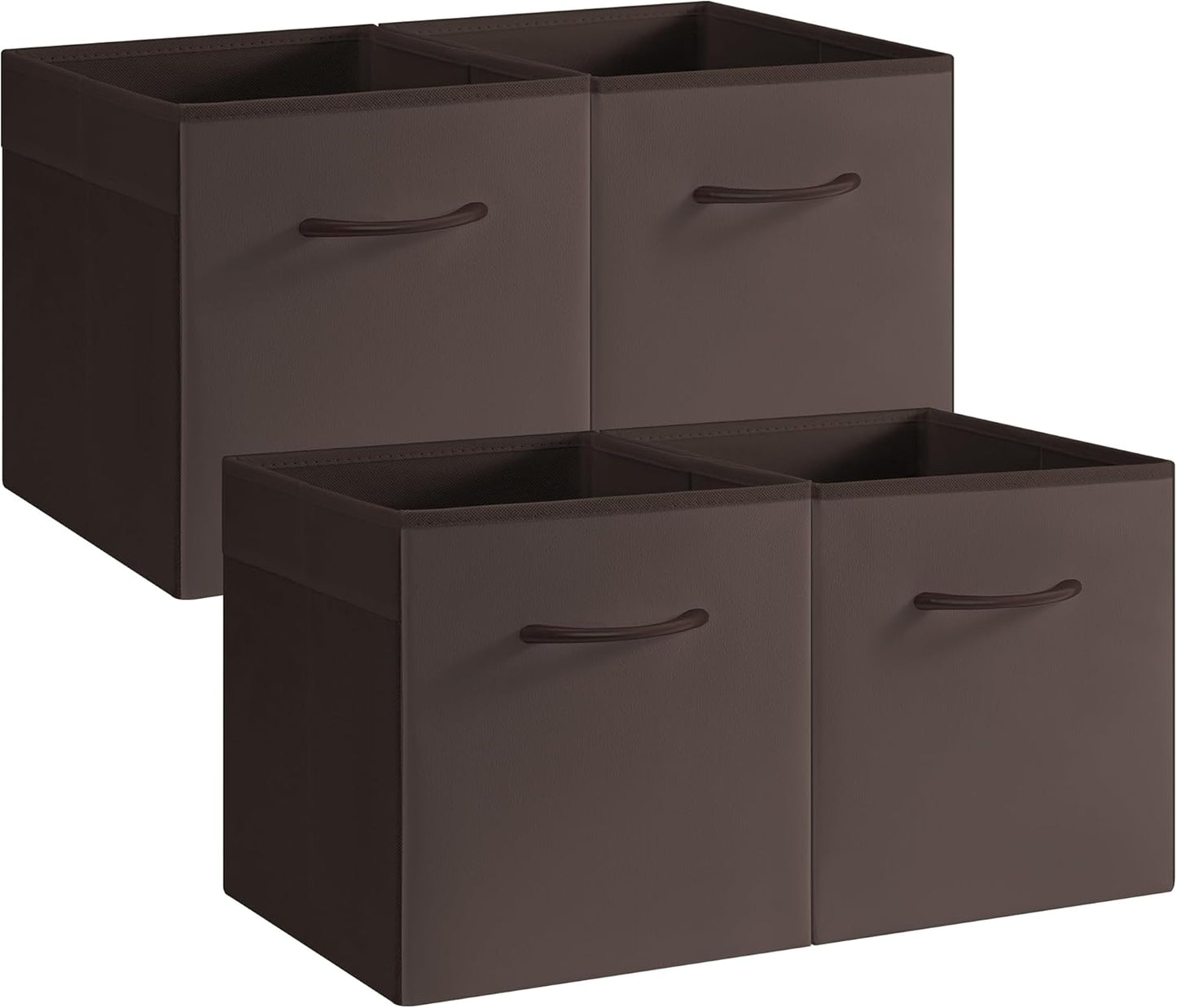 StorageWorks Brown Storage Cubes, 11 Inch Cube Storage Bins with Handle, Cube Storage Organizer