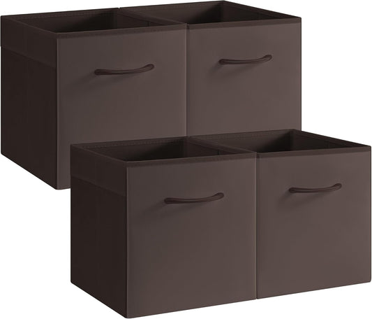 StorageWorks Brown Storage Cubes, 11 Inch Cube Storage Bins with Handle, Cube Storage Organizer
