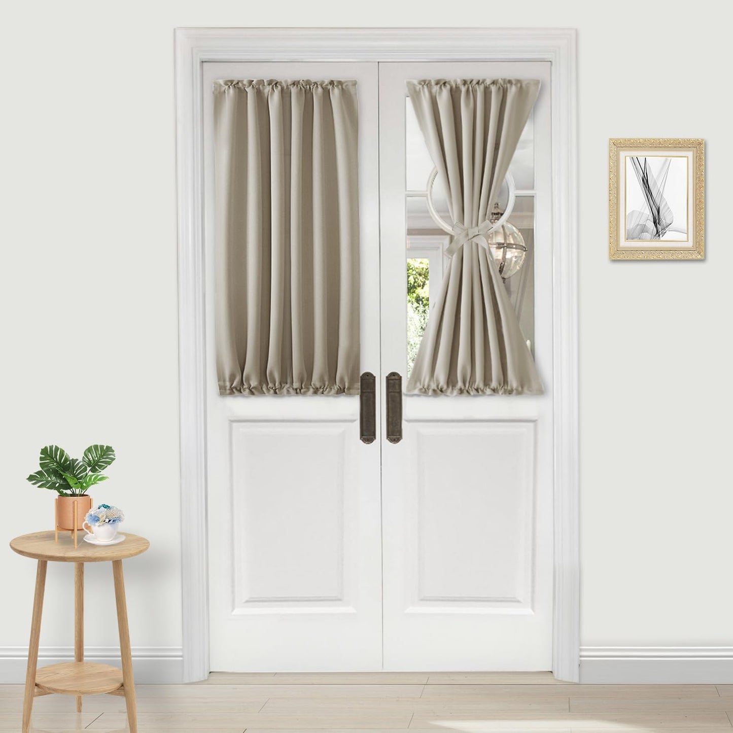 DWCN French Door Curtains – Rod Pocket Thermal Blackout Curtain for Doors with Glass Window