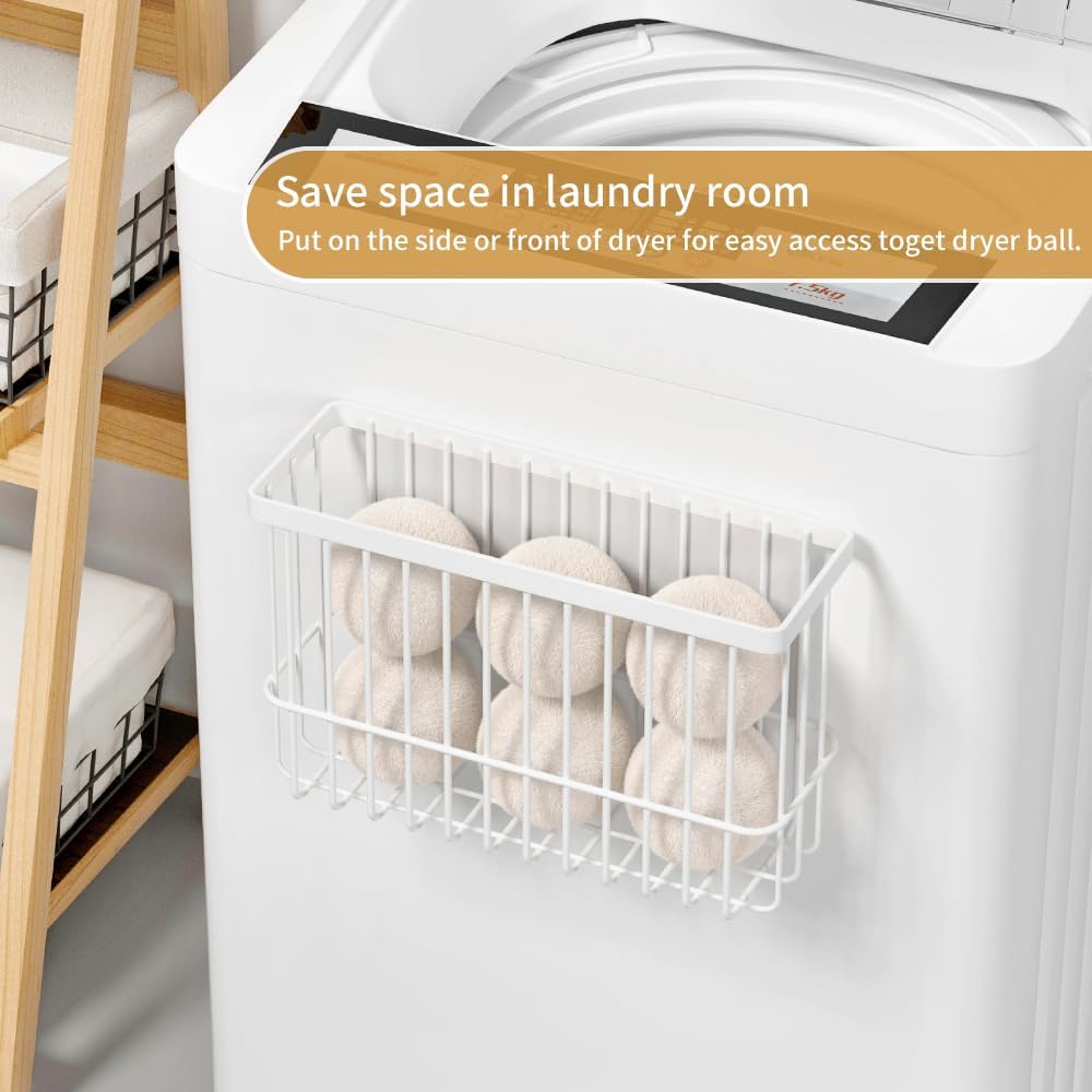 Magnetic Dryer Ball Holder for Laundry Room Organization and Storage, Magnetic Lint Bin for Laundry