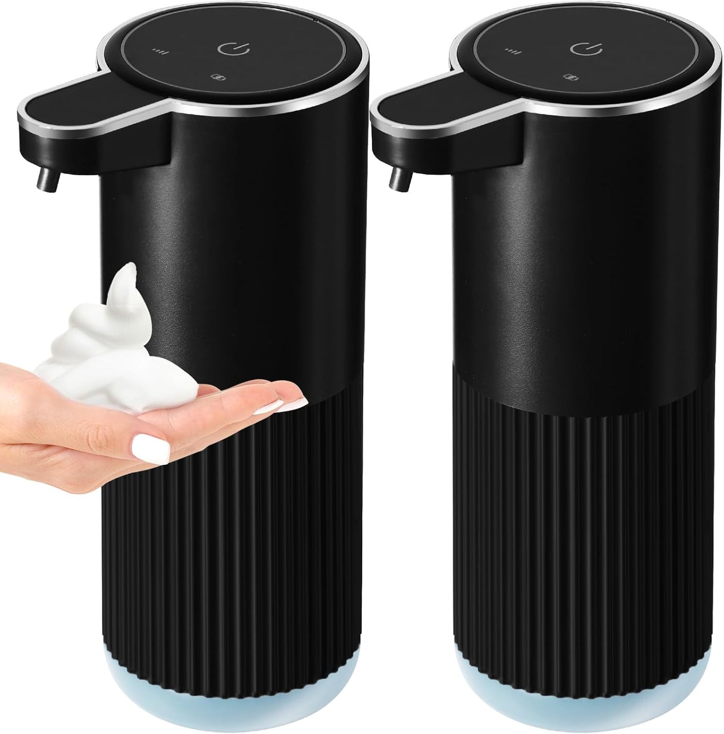 Automatic Foaming Soap Dispenser, 2 Pack Black Touchless Foam Hand Soap Dispenser Bathroom, 13.5 Fl