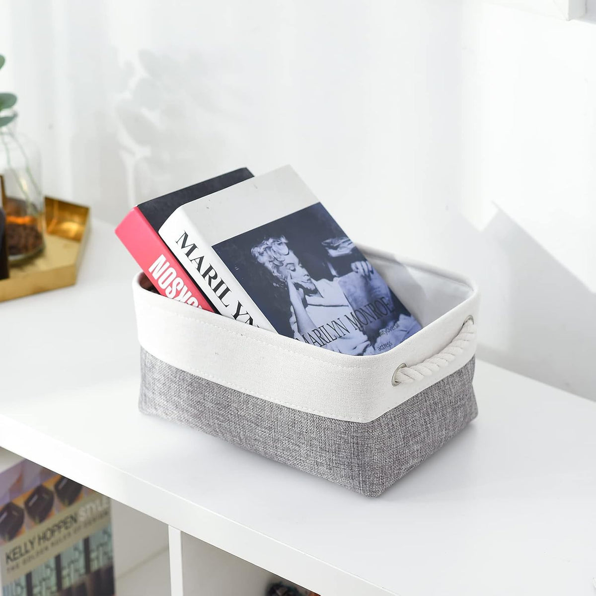 TheWarmHome Organization and Storage Basket for Shelves - 12x8x5.2 inch 1 Pack Fabric Storage