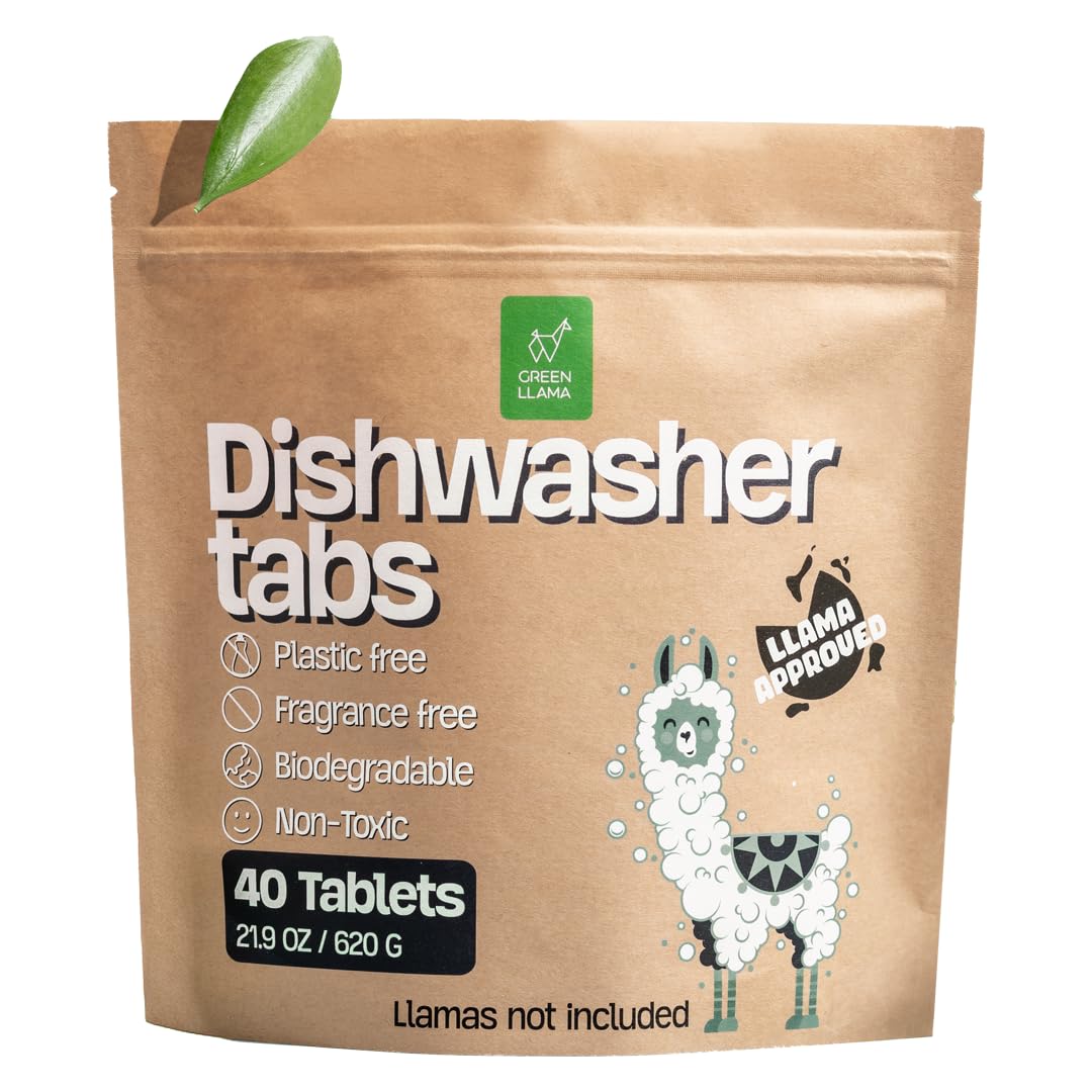 Dish Washing Machine Tablets, Pack of 40 - Fragrance-Free, PVA-Free, Non-Toxic Dishwasher Tablets