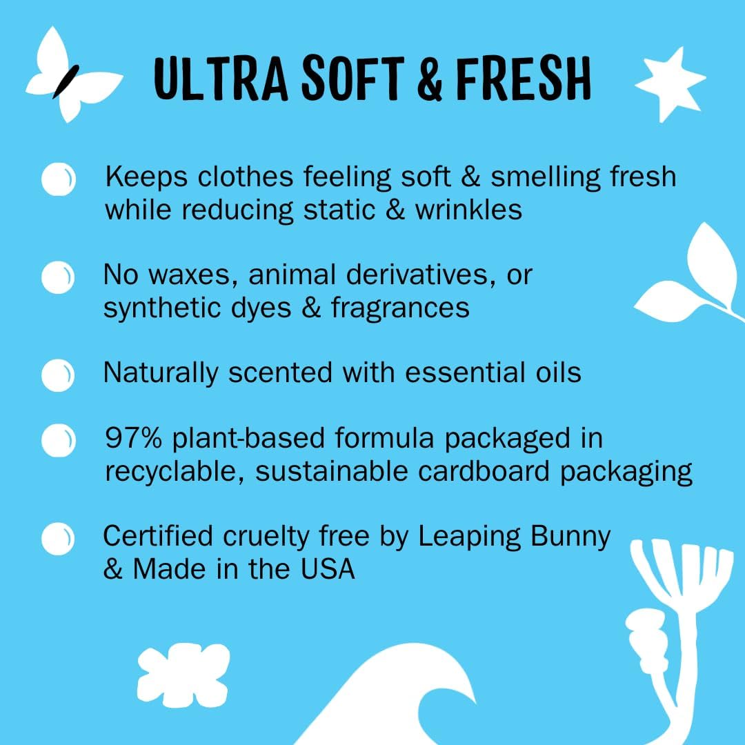 Molly's Suds Fabric Softener Dryer Sheets for Sensitive Skin | Plant-Based Static Reducer