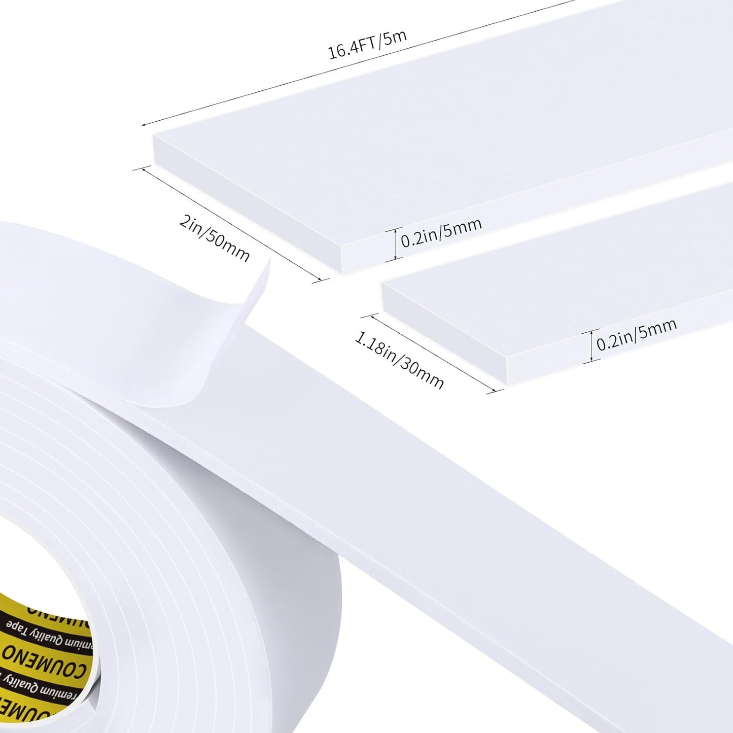 Sponge EVA Single Sided Foam Tape 2inX16.4FT Strong Adhesive Weatherproof Foam Strip for Door and