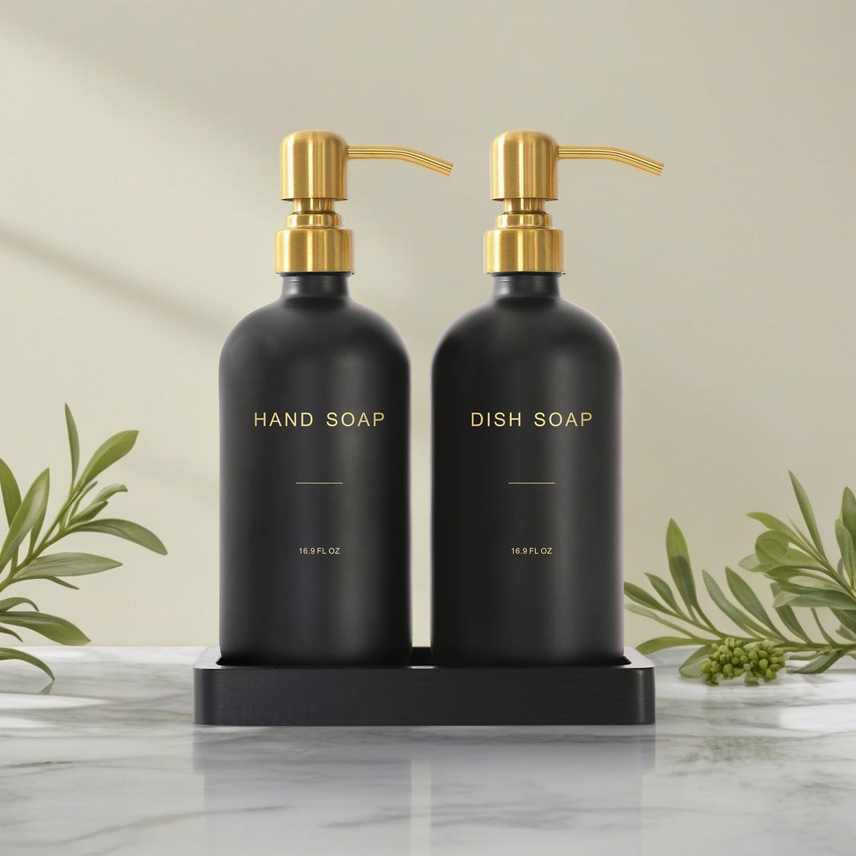 Black Soap Dispenser for Kitchen Sink, Hand and Dish Soap Dispenser with Stainless Steel Pump
