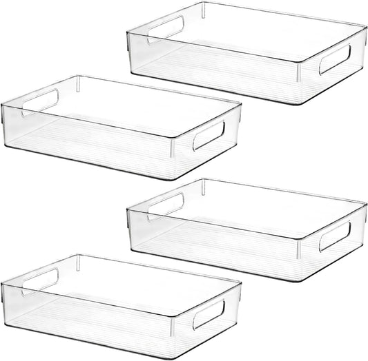 Large Clear Plastic Storage Bins, Pantry Organizers and Storage Containers Fridge Organizer Bins
