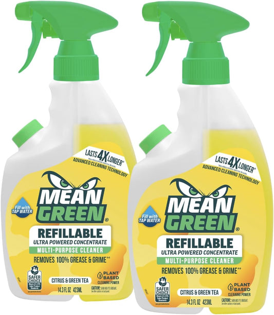 Mean Green Refillable Ultra Powered CONCENTRATE Multi Purpose Cleaner, Citrus & Green Tea, 14.3 fl