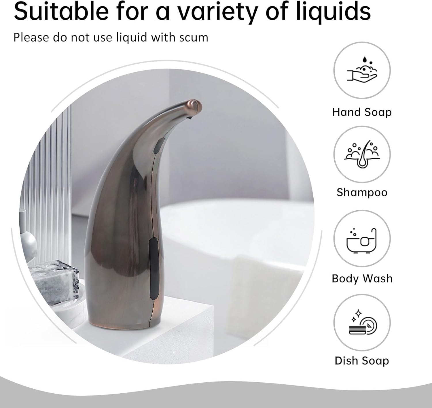 Automatic Liquid Soap Dispenser,300ML Touchless 4 Gear Adjustable, Countertop Electric Battery