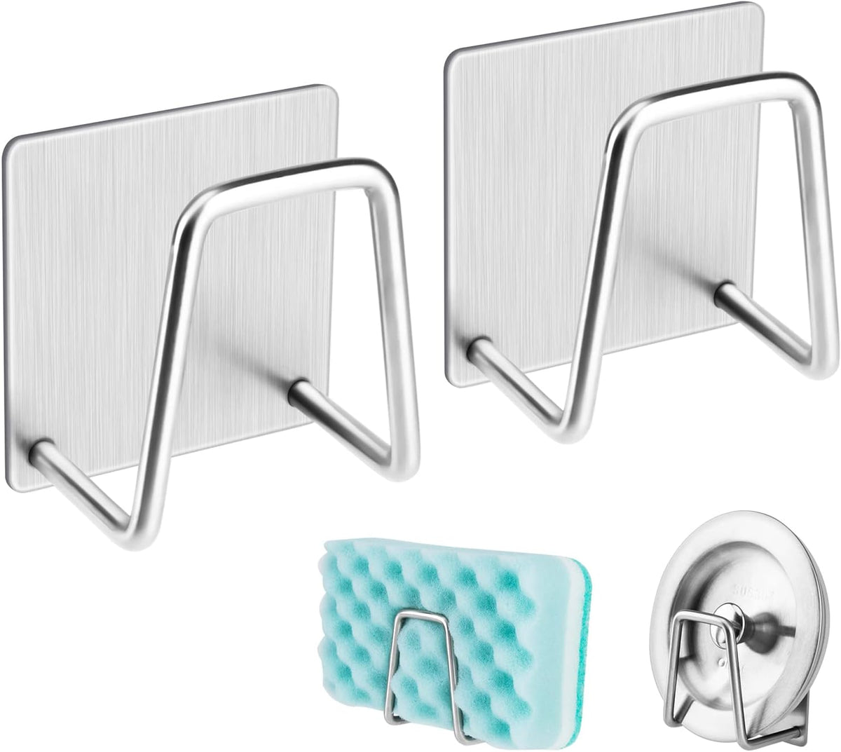 Adhesive Sponge Holder Sink Caddy for Kitchen Accessories - SUS304 Stainless Steel Rust Proof