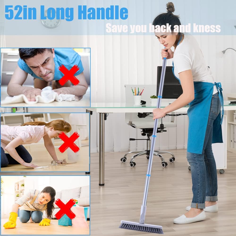 YONILL Grout Brush with Long Handle - Heavy Duty Grout Cleaner Brushes for Tile Floors, Swivel