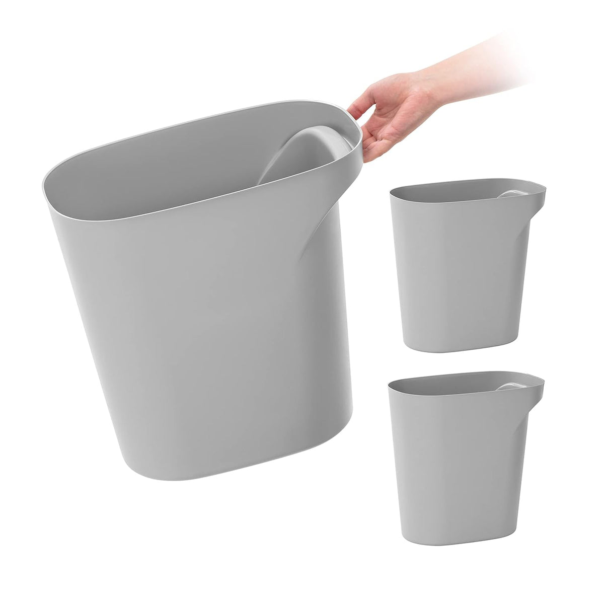 IRIS USA Small Trash Can Wastebasket with Handle, 6 Gallon / 24 Quart, 3-Pack, for Bathroom