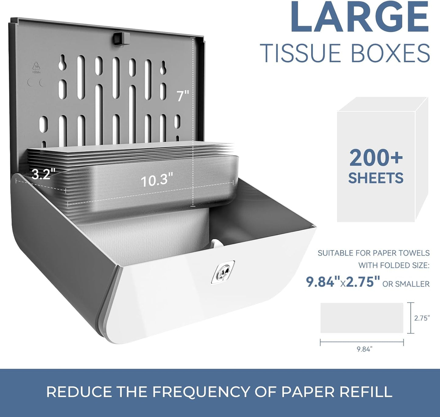Commercial Paper Towel Dispenser Wall Mount C-Fold Multifold Trifold Hand Towels Dispenser for