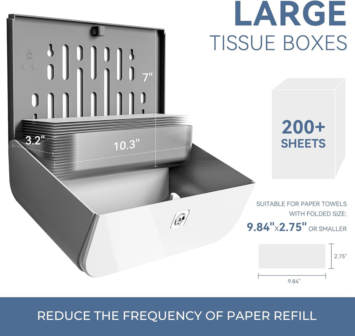 Commercial Paper Towel Dispenser Wall Mount C-Fold Multifold Trifold Hand Towels Dispenser for