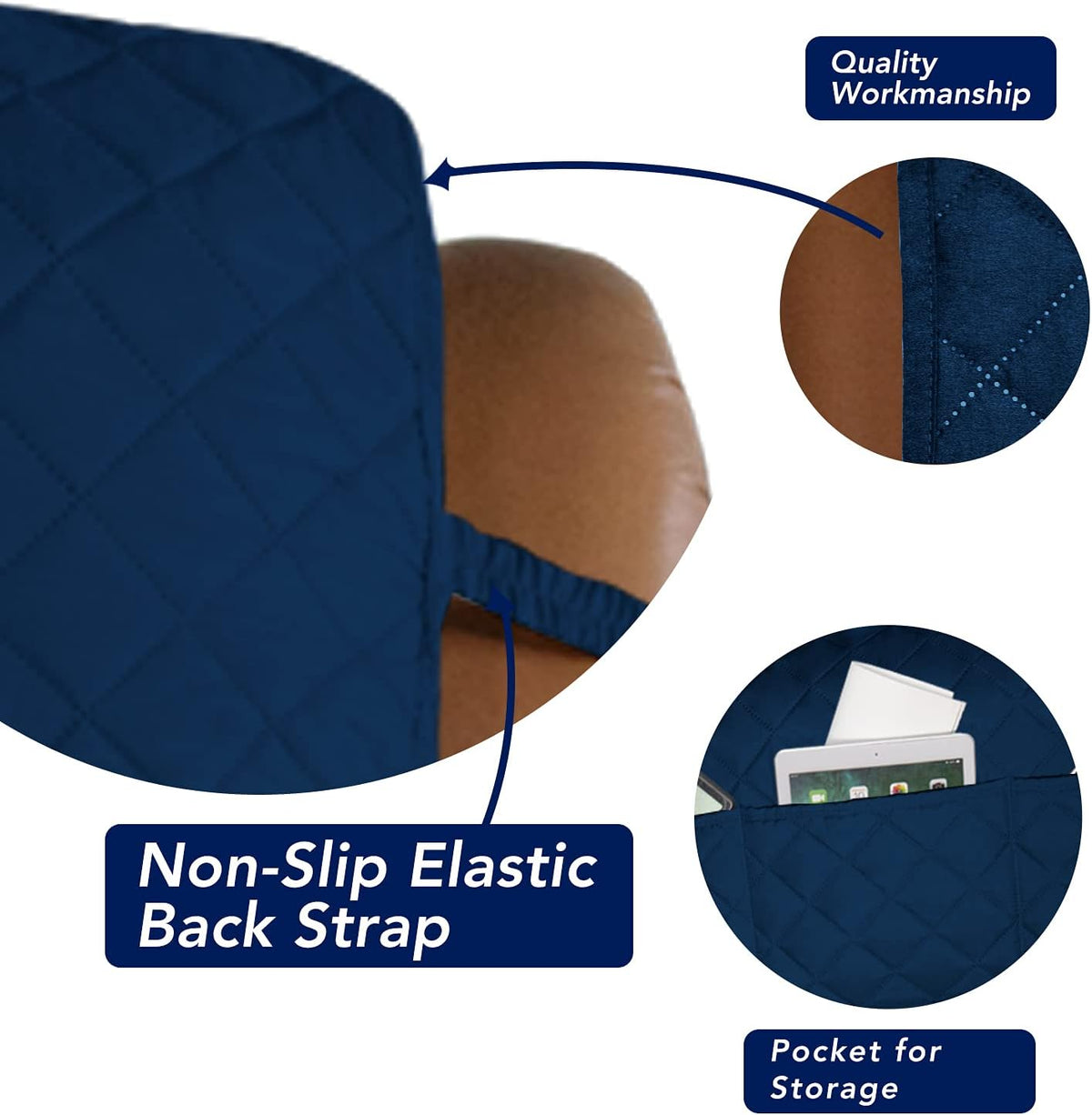 PureFit Reversible Quilted Oversized Recliner Sofa Cover, Water Resistant Furniture Protector