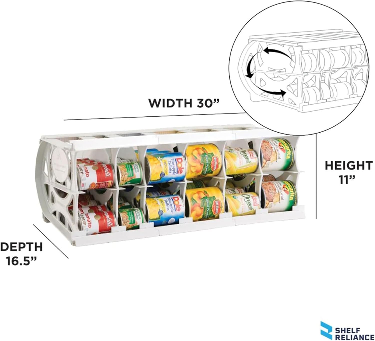 Shelf Reliance Cansolidator Pantry Plus - 2-Pack Can Organizer for Pantry, Stackable Soda Can