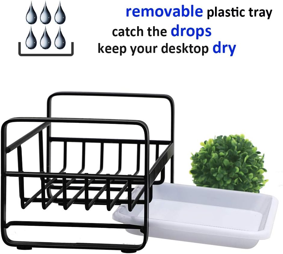 Sponge Holder with Drain Pan - Kitchen Sink Organizer - Sink Caddy Holder - Sink Tray - Soap Holder