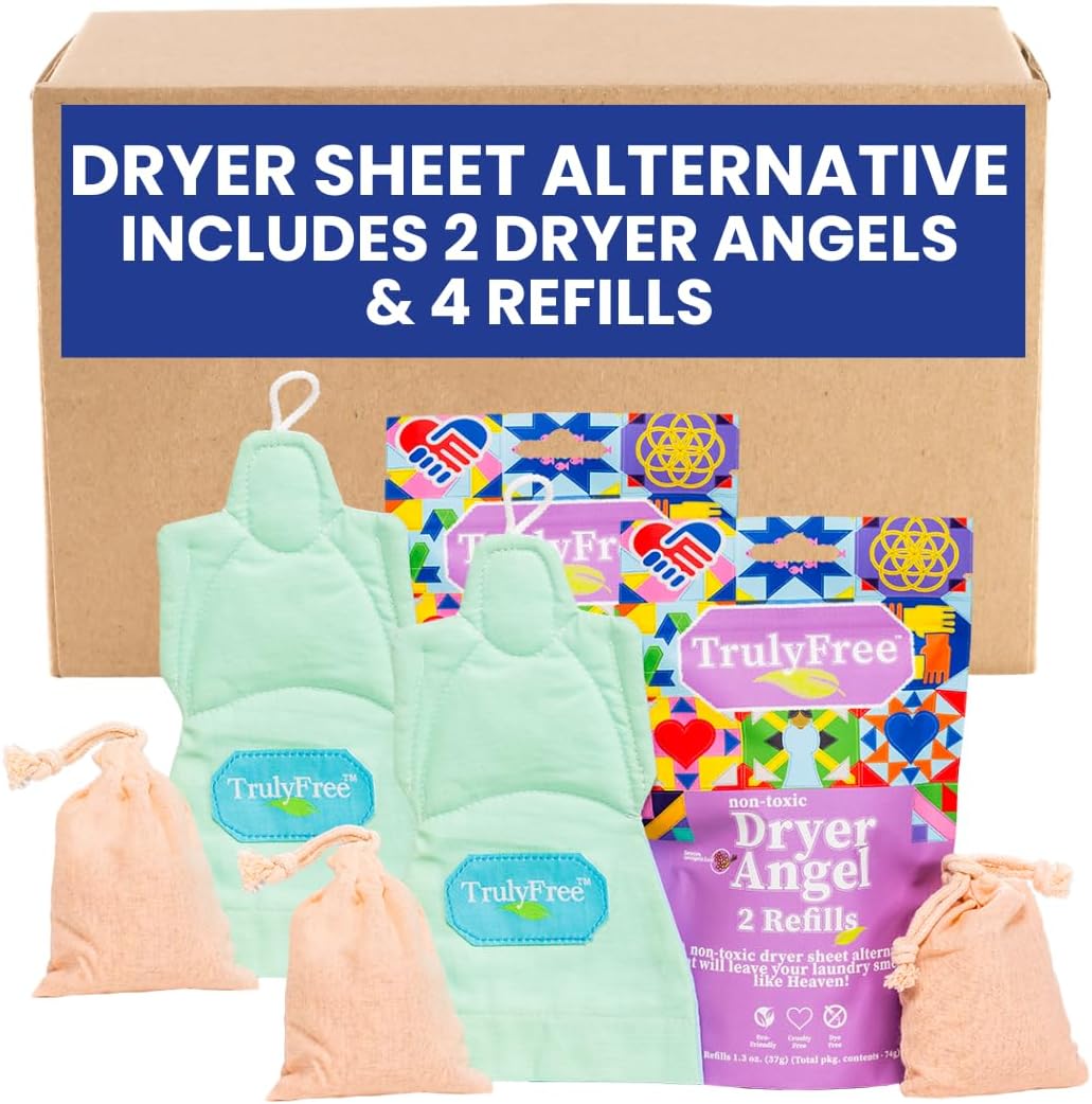 Truly Free Dryer Angel - Natural Dryer Sheet Alternative, Non-Toxic Reusable Fabric Softener Sheets