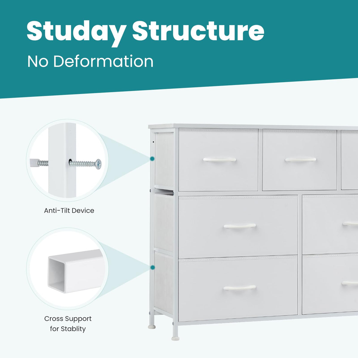 OLIXIS 7 Drawer Fabric Dresser, Storage Tower for Bedroom and Closet