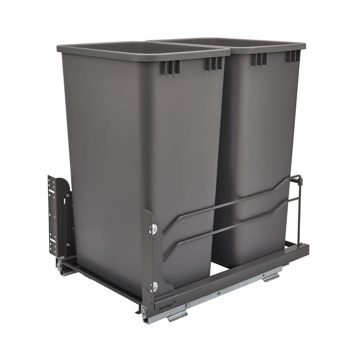 Rev-A-Shelf Pullout Dual Trash Cans for Full Height Kitchen Garbage Cabinet 50 Quart 12.5 Gallon
