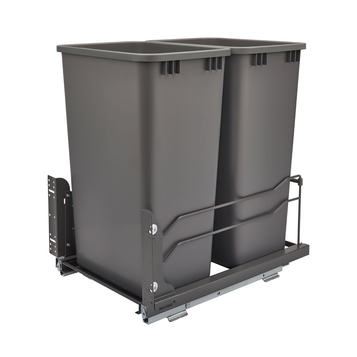 Rev-A-Shelf Pullout Dual Trash Cans for Full Height Kitchen Garbage Cabinet 50 Quart 12.5 Gallon