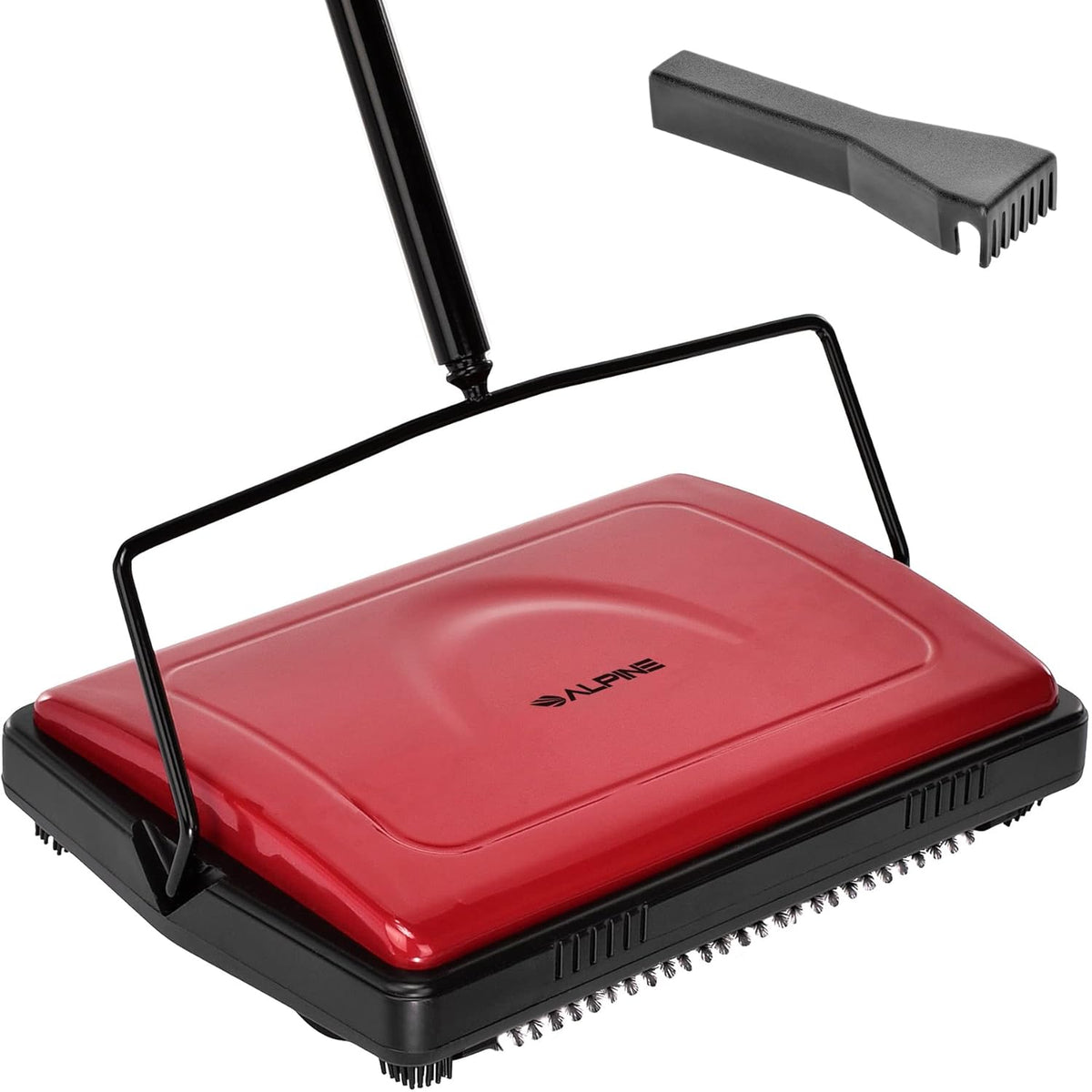 Alpine Manual Carpet Sweeper Triple Brush – Non Electric Multi-Surface Floor Cleaner Easy Sweeping