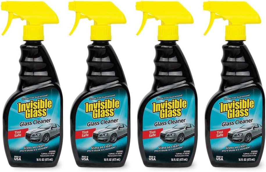 Invisible Glass 92163-4PK Premium Glass and Window Cleaner for Auto and Home Cleans Glass, Windows