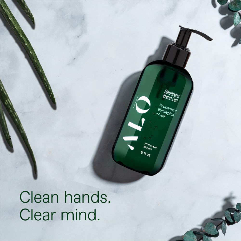 ALŌH Sanitizing Hand Gel 2-pack | Peppermint Eucalyptus + Aloe | 70% Alcohol Hydrating Hand
