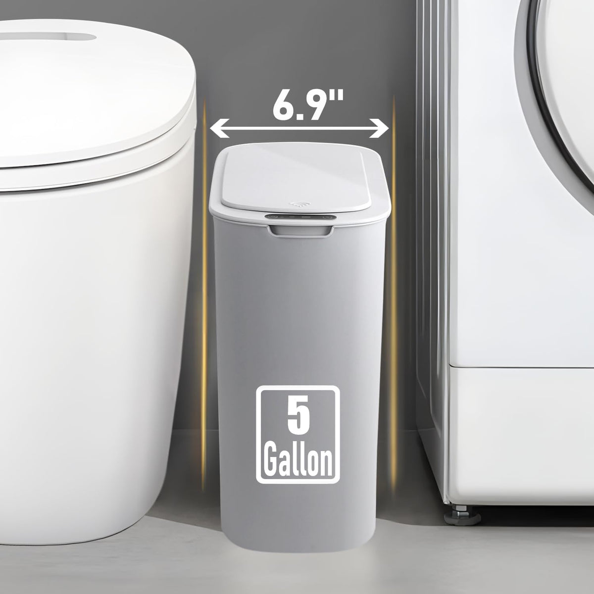 5 Gallon Motion Senor Bathroom Trash Can with Lid, Automatic Garbage Can Touchless, Smart Plastic