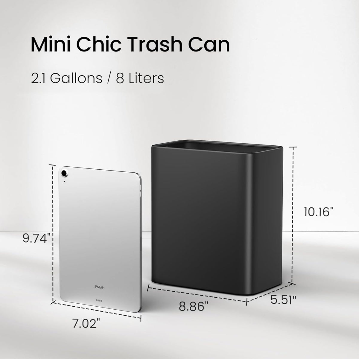 Cesun Small Bathroom Trash Can 2.1 Gallon Wastebasket, Modern Metal Garbage Can Office Waste