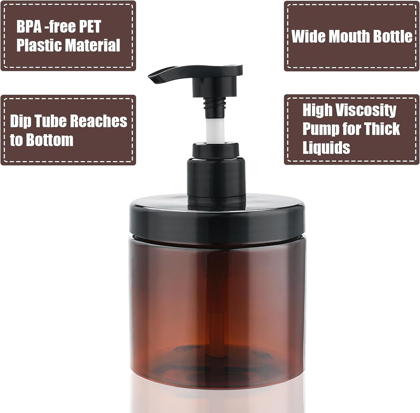 Cosywell Pump Bottle Dispenser Shampoo and Conditioner Dispenser 2 Pack 16.9oz/500ml Wide Mouth