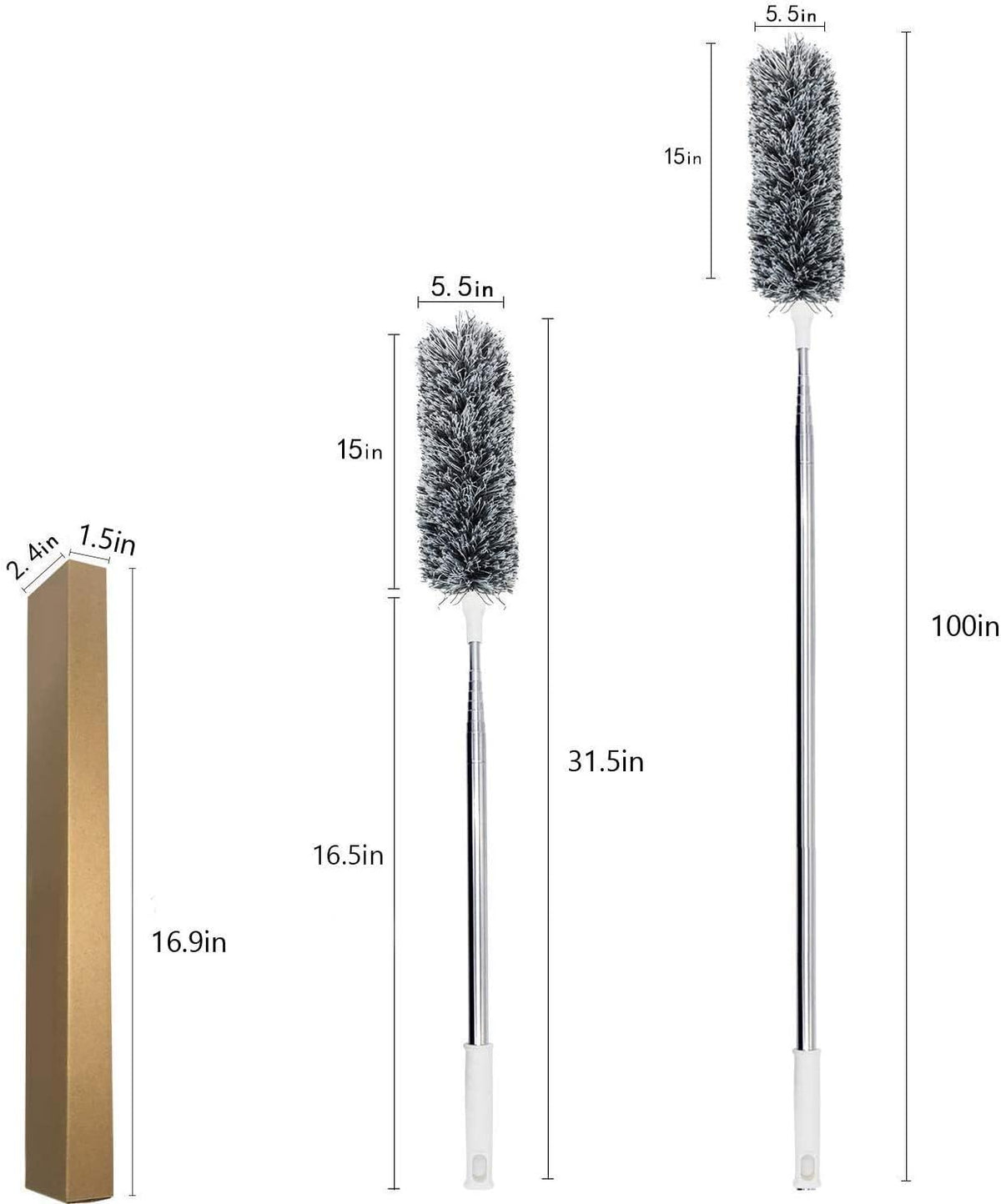 Microfiber Ceiling Fan Cleaner with 30–100" Telescopic Pole – Extendable Duster for High Ceilings