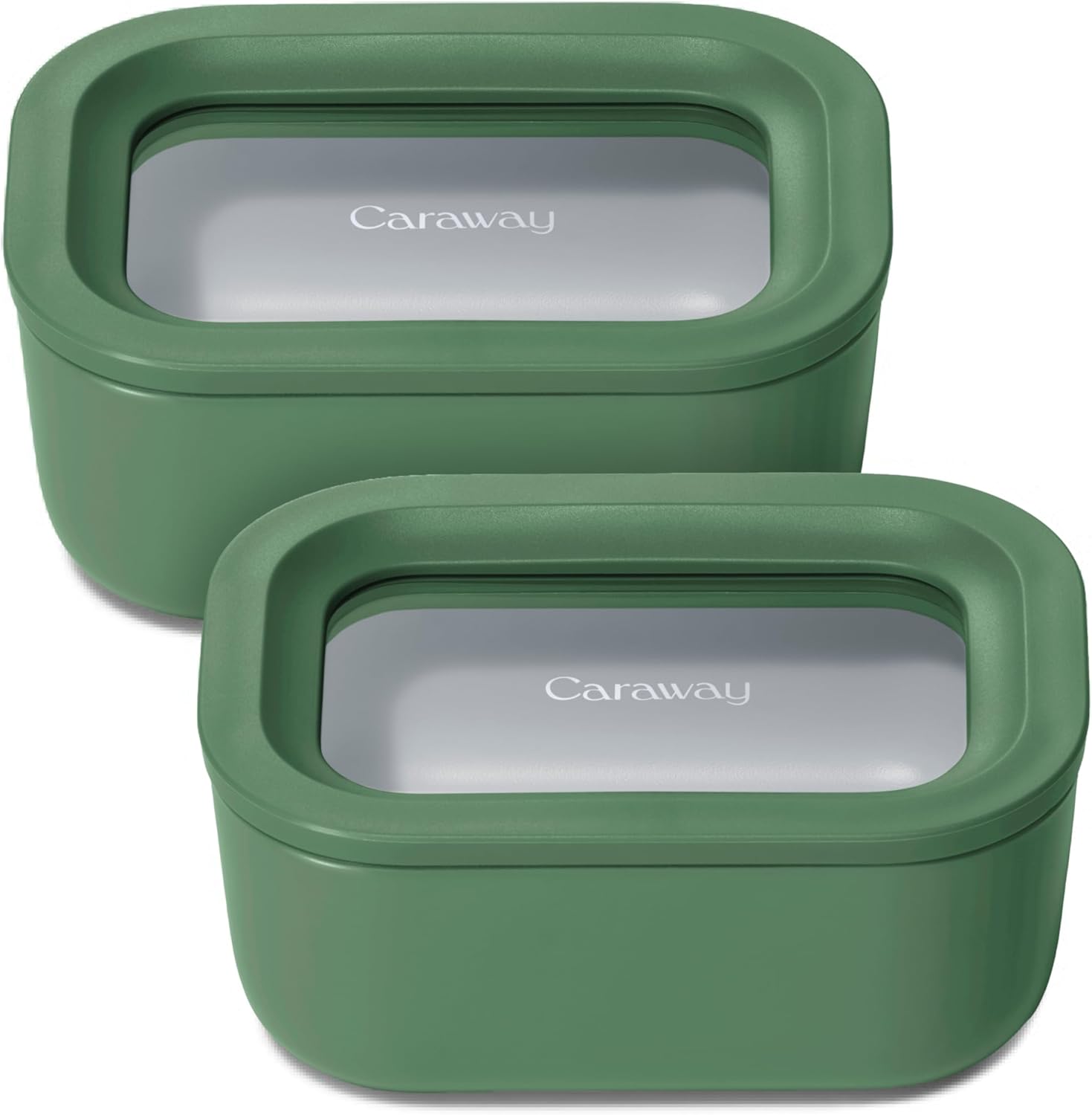 Caraway 2pc Glass Food Storage Set - 2.6 Cup Food Containers (2) - Non-Toxic Ceramic-Coated Glass
