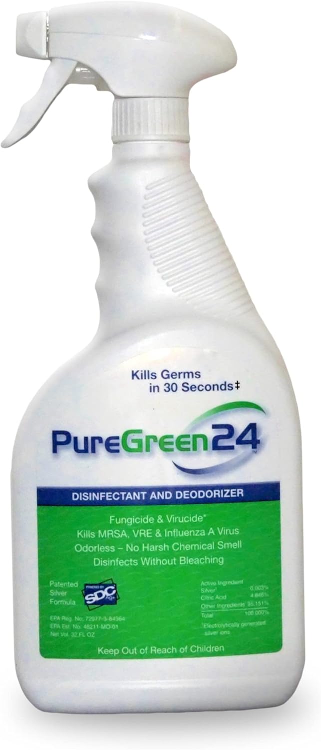 PureGreen24 Safe & Effective Disinfectant. Kills Deadly Germs including RSV COVID-19 Norovirus MRSA