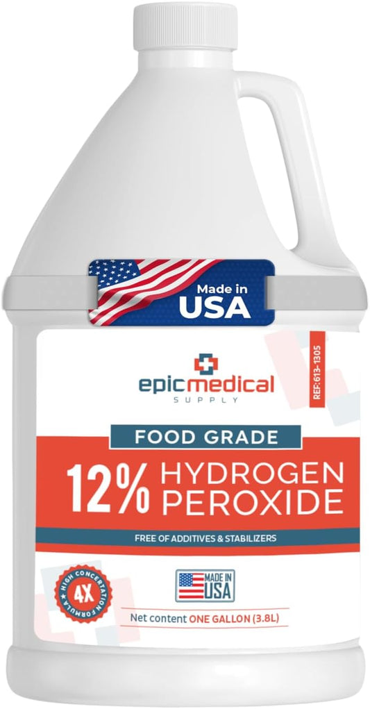 12% Food Grade Hydrogen Peroxide – Ultra-Concentrated H2O2 Peroxide Cleaner – 1 Gallon Bottle