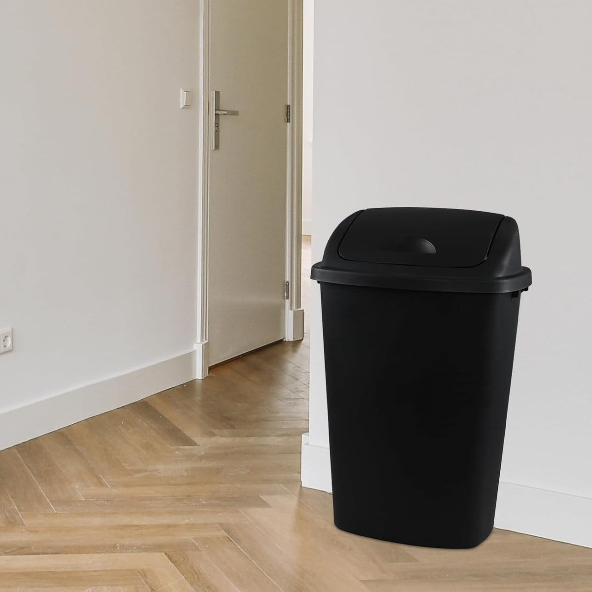 Teyyvn 13 Gallon Tall Kitchen Swing Lid Garbage Container, Set of 4 Plastic Trash Bin with Swing