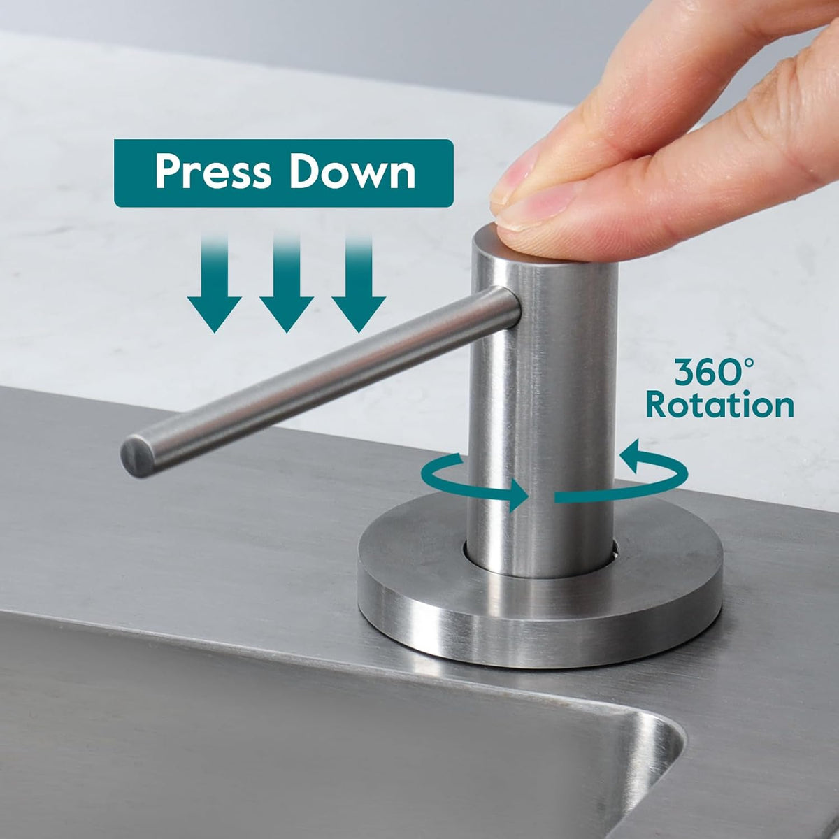 Gappo Upgraded Soap Dispenser for Kitchen Sink Brushed Nickel, Stainless Steel Countertop Pump