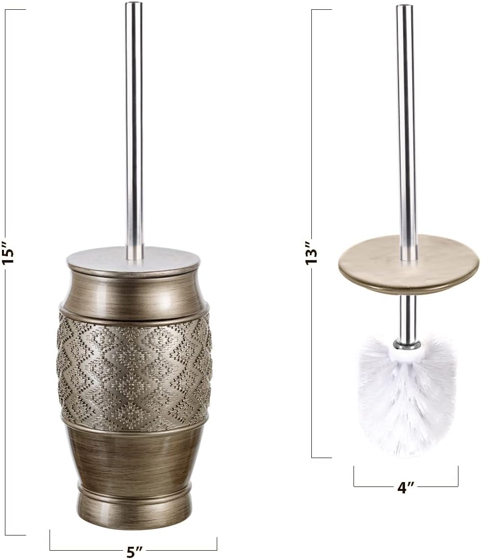 Creative Scents Dublin Silver Toilet Brush Set - Toilet Bowl Cleaner Brush and Holder - Decorative