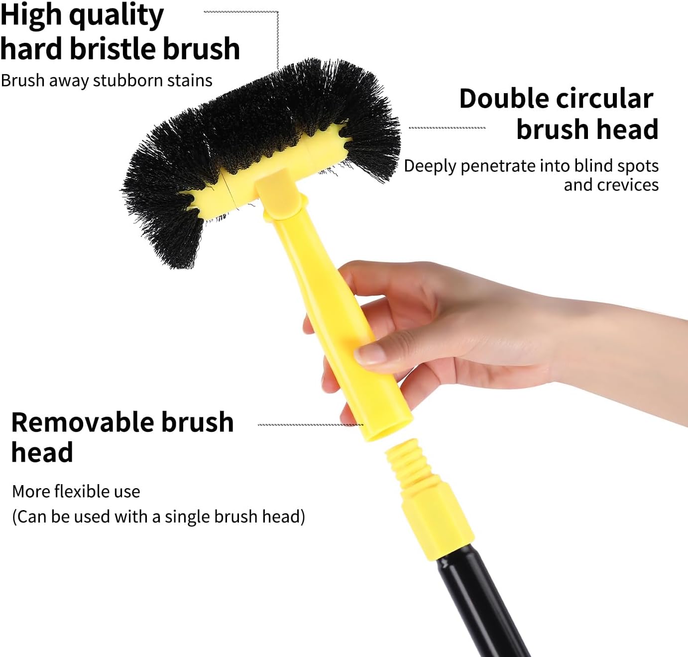 Grout Cleaning Brush with Long Handle - Hard Bristle Hand Held Grout Cleaner Brush for Tile Grout