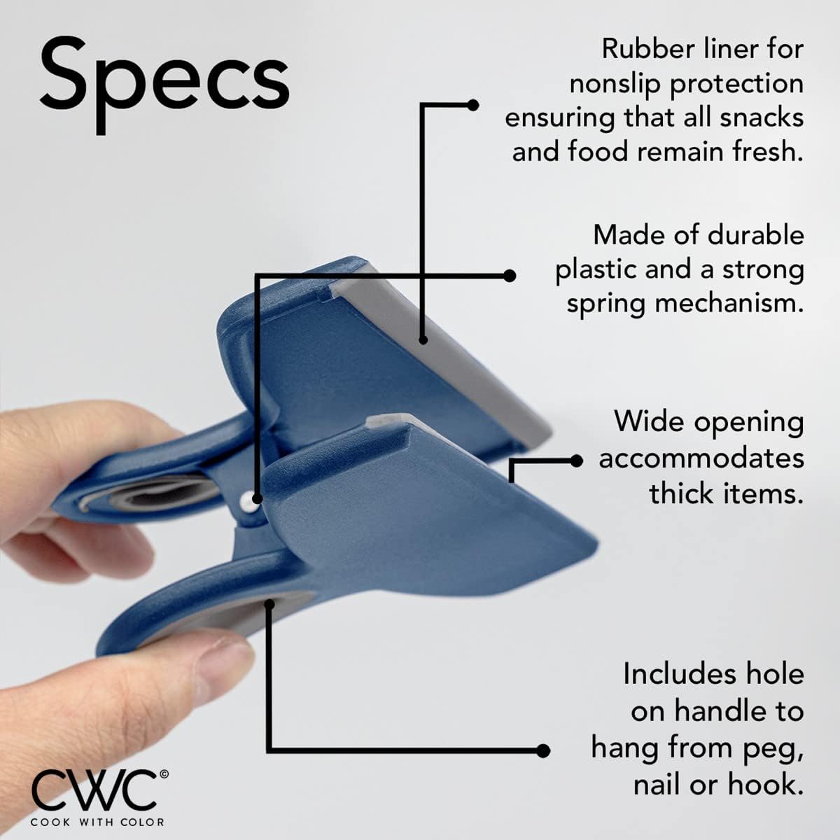 COOK WITH COLOR Bag Clips - Heavy Duty Chip Clip and Refrigerator Magnet Clips for Food Storage