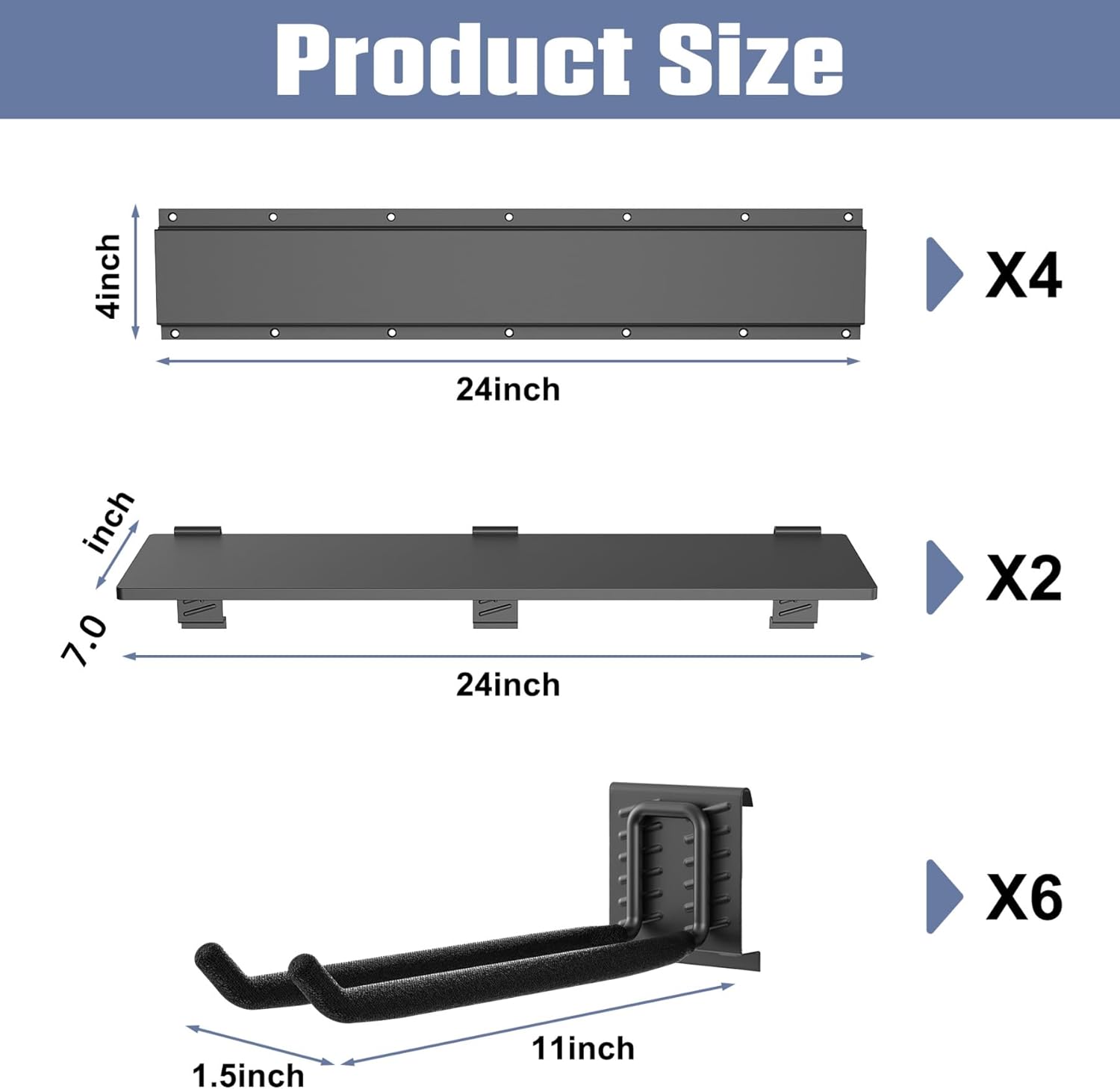 WALMANN Wall Mounted Garden Tool Rack with Shelves for Garage, Heavy Duty Folding Chair Hangers