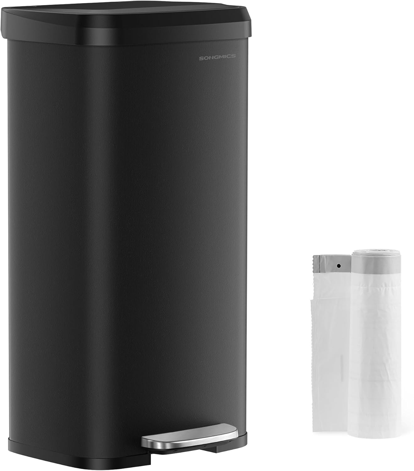 SONGMICS Kitchen Trash Can, 18-Gallon Stainless Steel Garbage Can, with Stay-Open Lid and Step-on