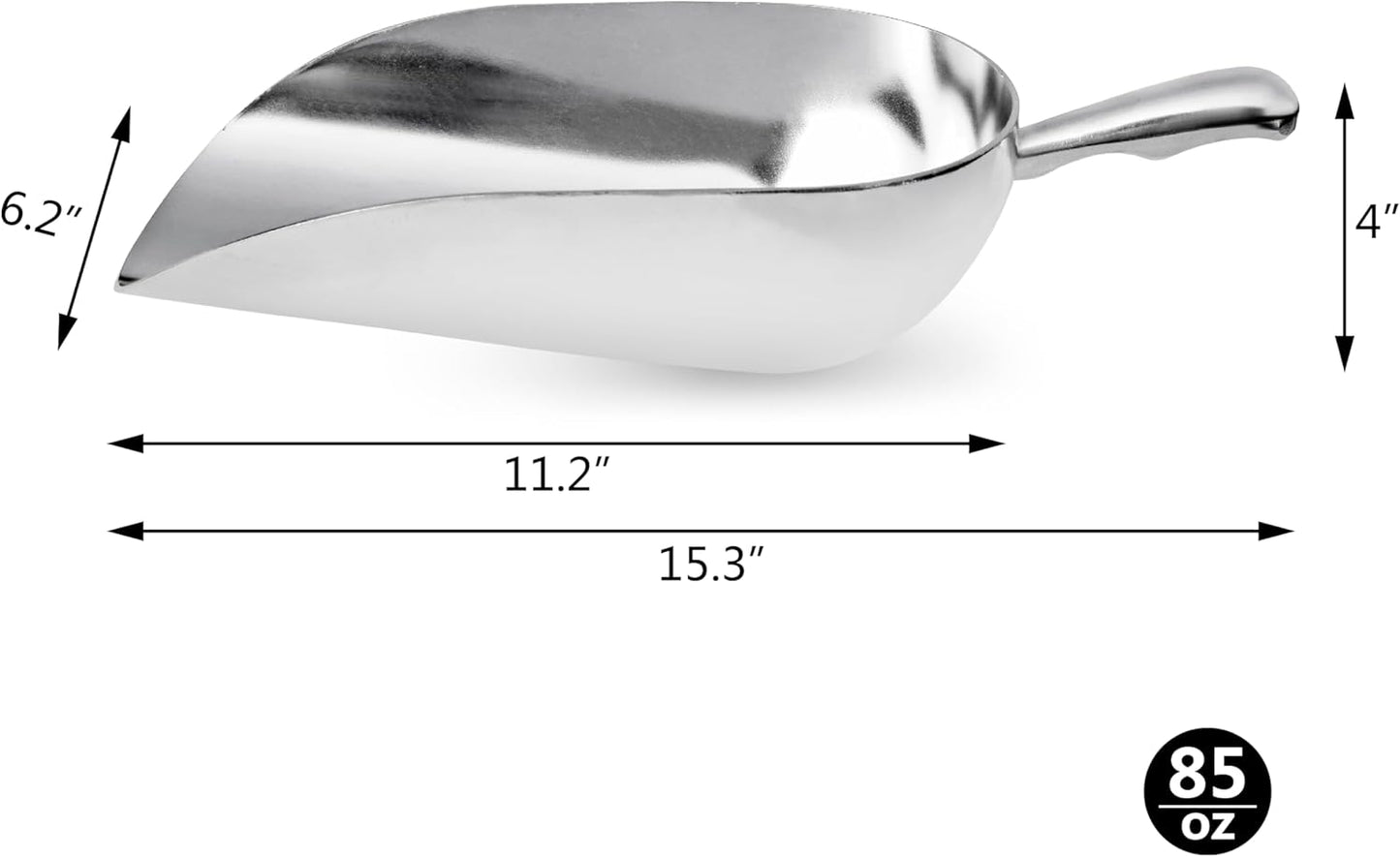 New Star Foodservice 34608 One-Piece Cast Aluminum Round Bottom Bar Ice Flour Utility Scoop