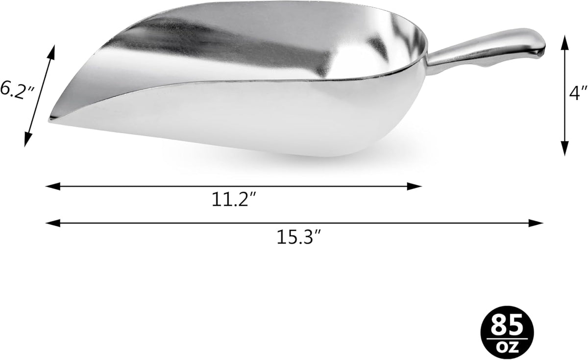 New Star Foodservice 34608 One-Piece Cast Aluminum Round Bottom Bar Ice Flour Utility Scoop