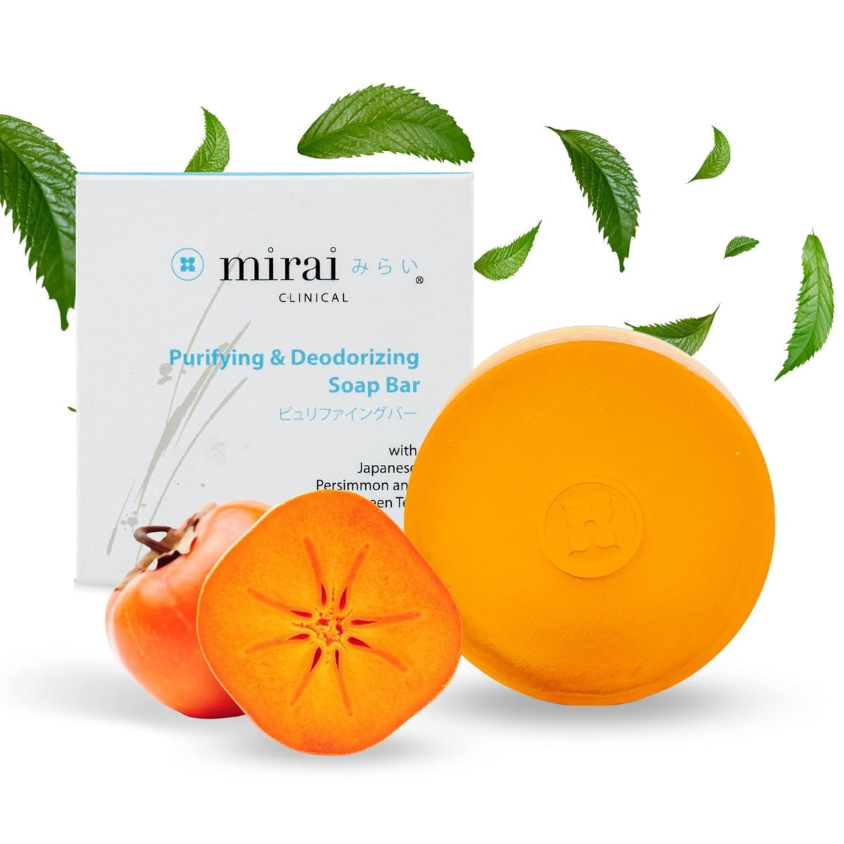 MIRAI Clinical Persimmon Soap Bar for Old People Smell - Nonenal Solution - Japanese Persimmon and