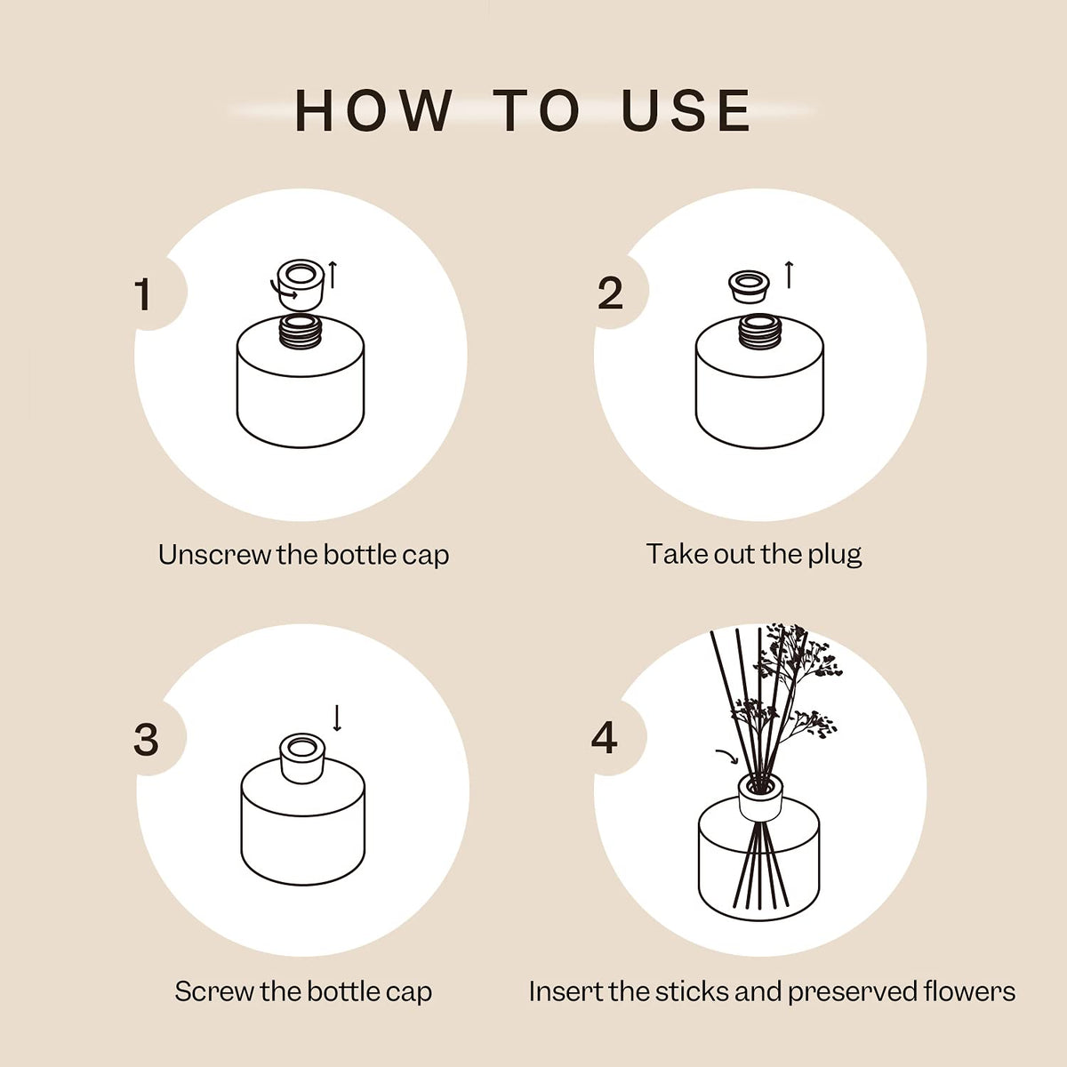 Cocorrína Premium Reed Diffuser Set with Preserved Baby's Breath & Cotton Stick Lavender Thyme |
