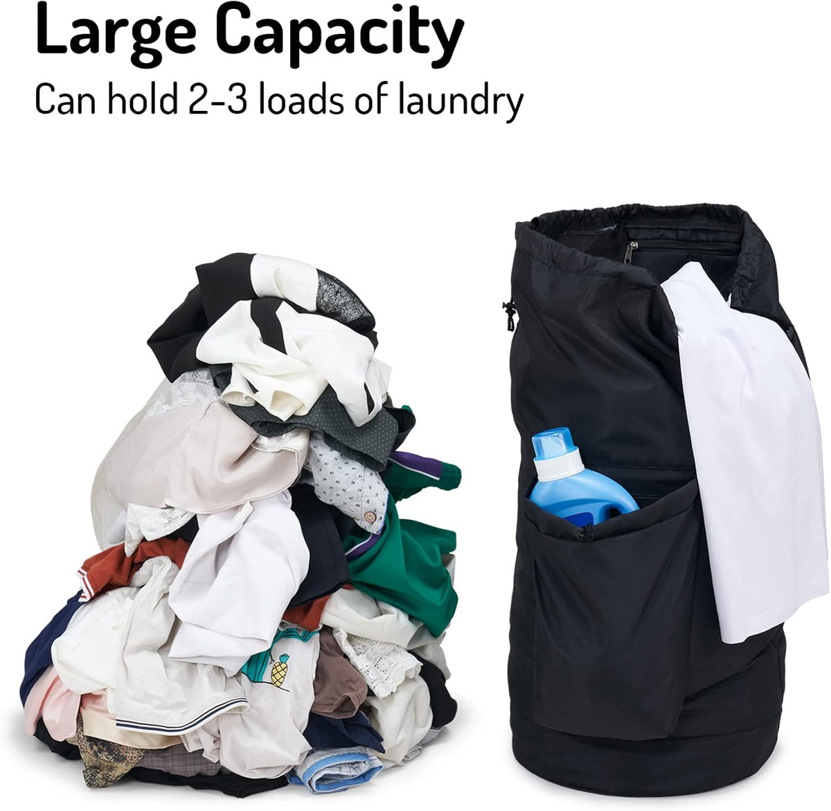 Laundry Backpack Bag, Dirty Clothes Travel Laundry Bag with Shoulder Straps for College Dorm Room