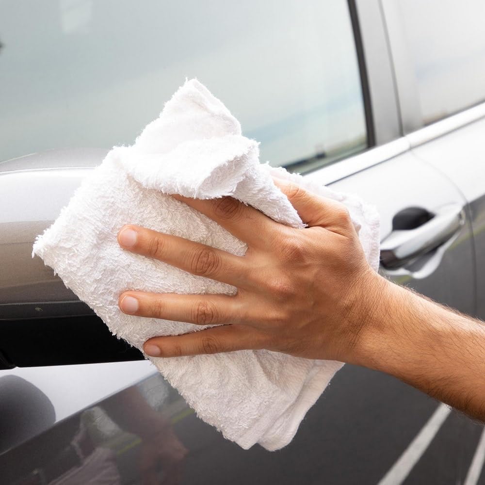 PRO SOURCE Low-Lint Virgin White 100% Cotton Terry Cloth Bar Mop Shop Towels, Absorbent & Washable: