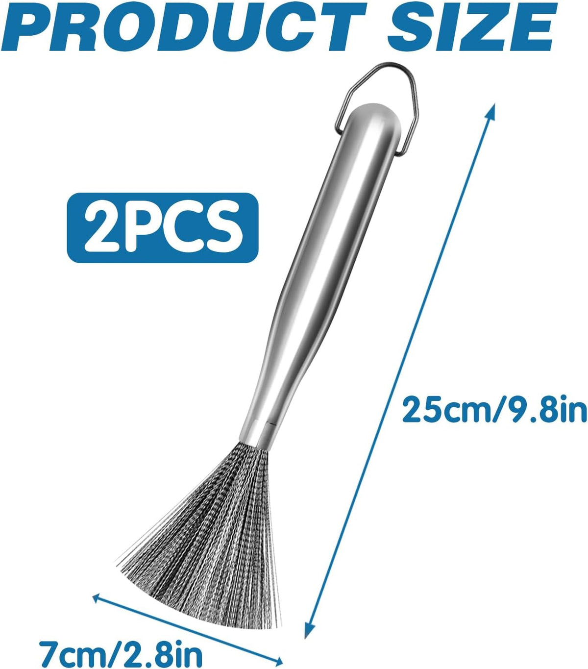 2Pcs 304 Stainless Steel Pot Brushes, Stainless Steel Scrubber Tools Metal Cleaning Products Easy
